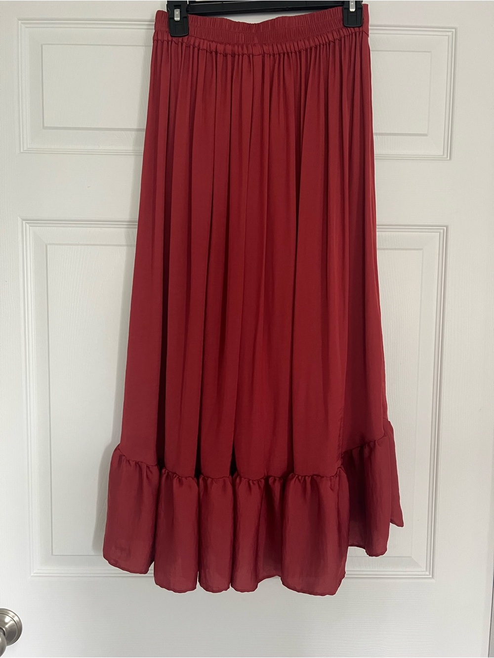 Elle Red High-Low Ruffle Skirt - Picture 2 of 3